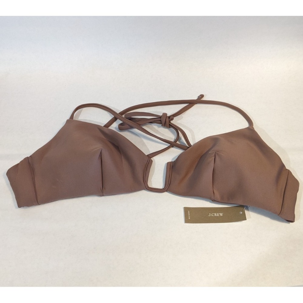 J. Crew Factory Brown Triangle Bikini Top with Tie Straps